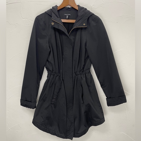 Eileen Fisher Black Organic Cotton Nylon Hooded Jacket - Picture 8 of 16